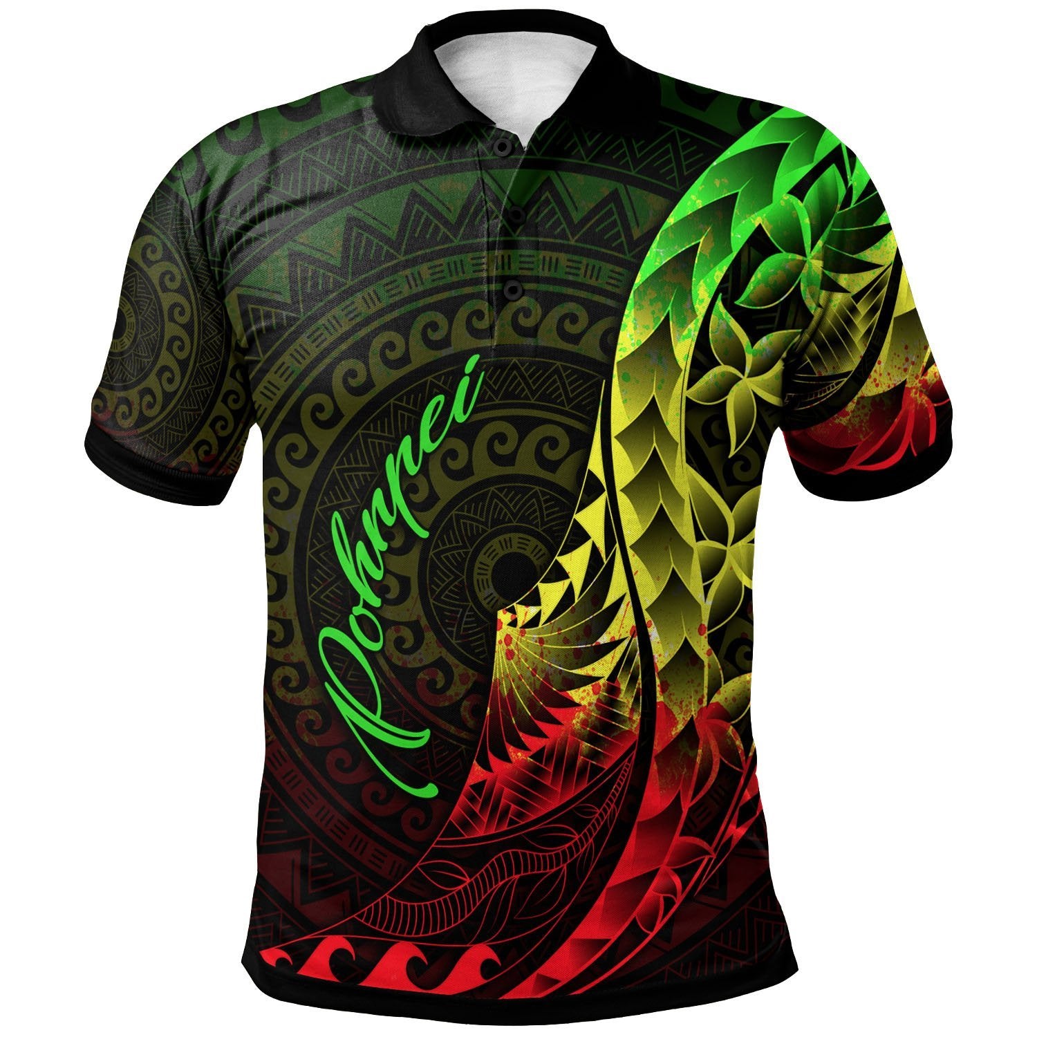 Pohnpei Polo Shirt Polynesian Pattern Style Reggae Color Unisex Reggae - Polynesian Pride