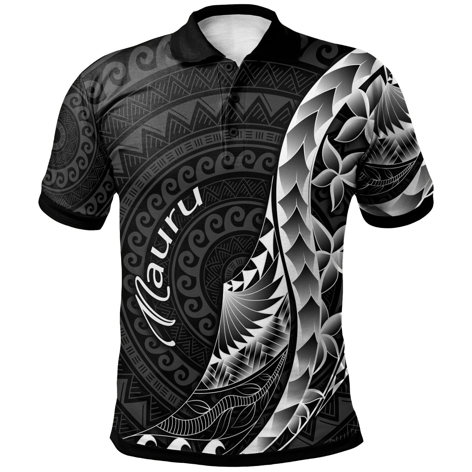 Nauru Polo Shirt Polynesian Pattern Style Unisex Black - Polynesian Pride