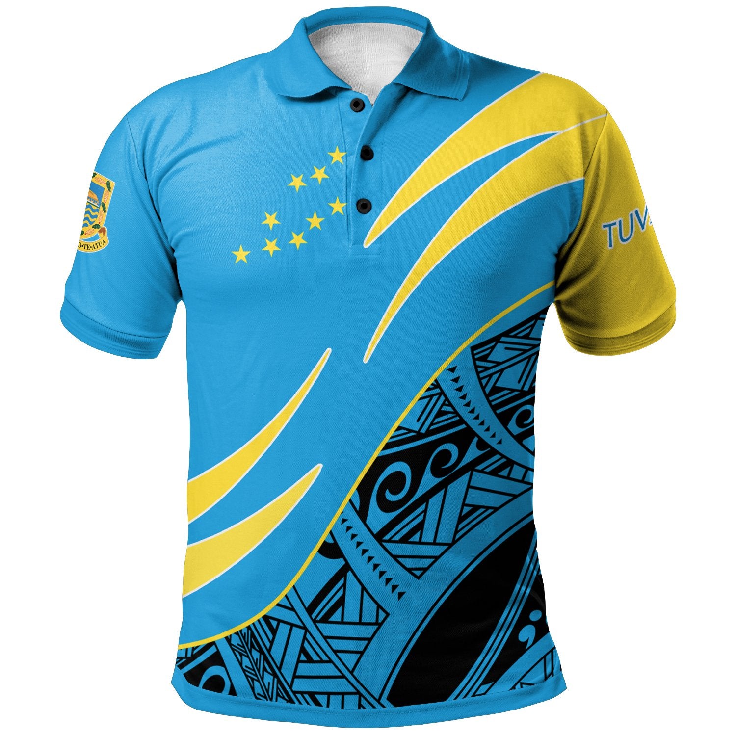 Tuvalu Polo Shirt Custom Symmetrical Lines Unisex Blue - Polynesian Pride