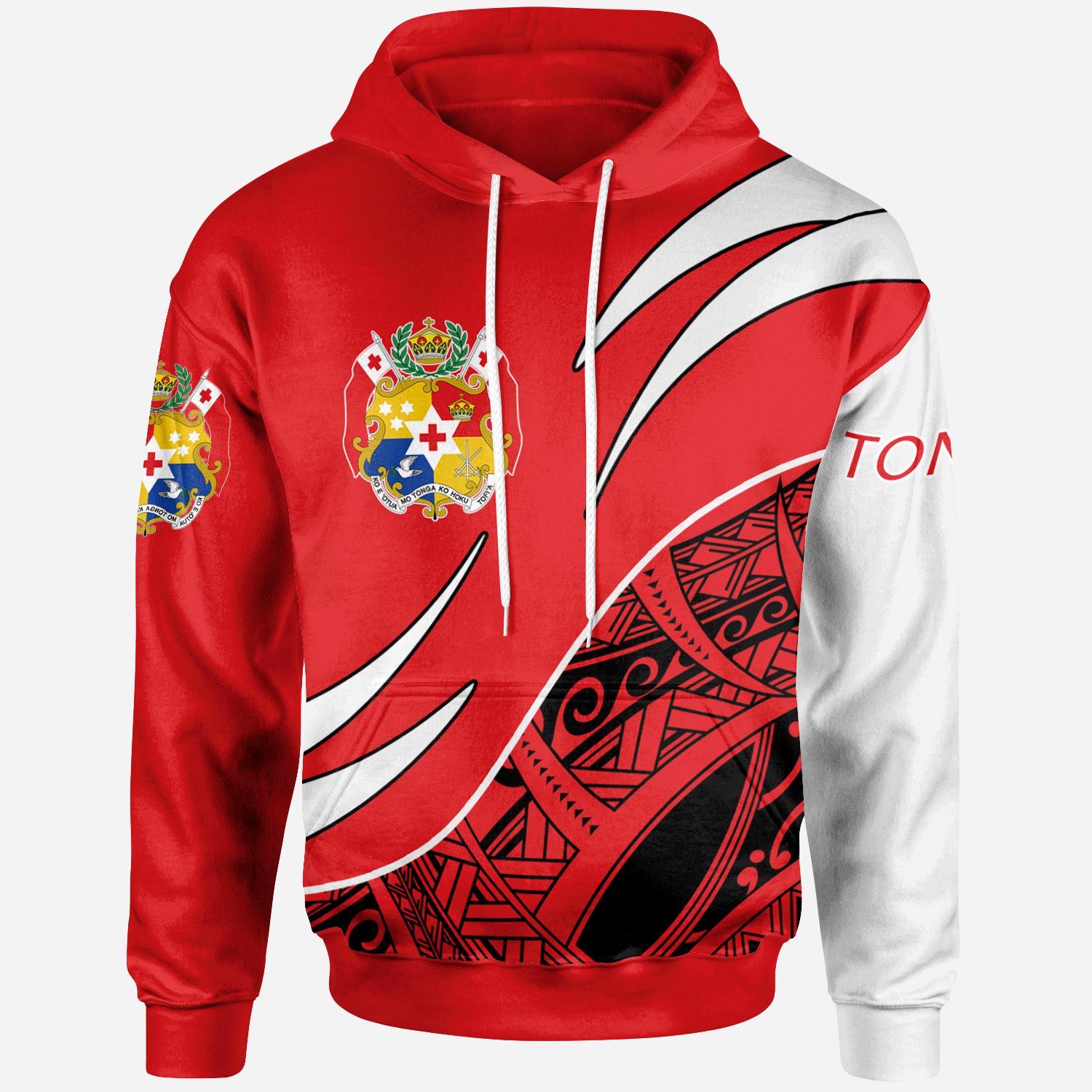 Tonga Hoodie Custom Symmetrical Lines Unisex Red - Polynesian Pride