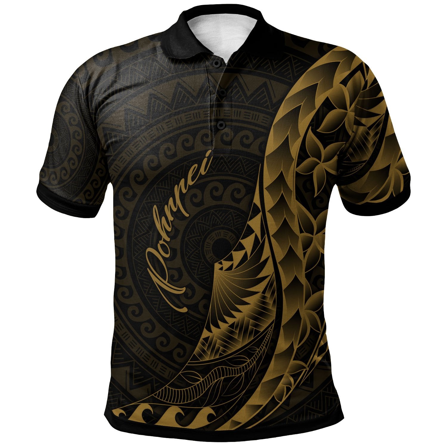 Pohnpei Polo Shirt Polynesian Pattern Style Gold Color Unisex Gold - Polynesian Pride