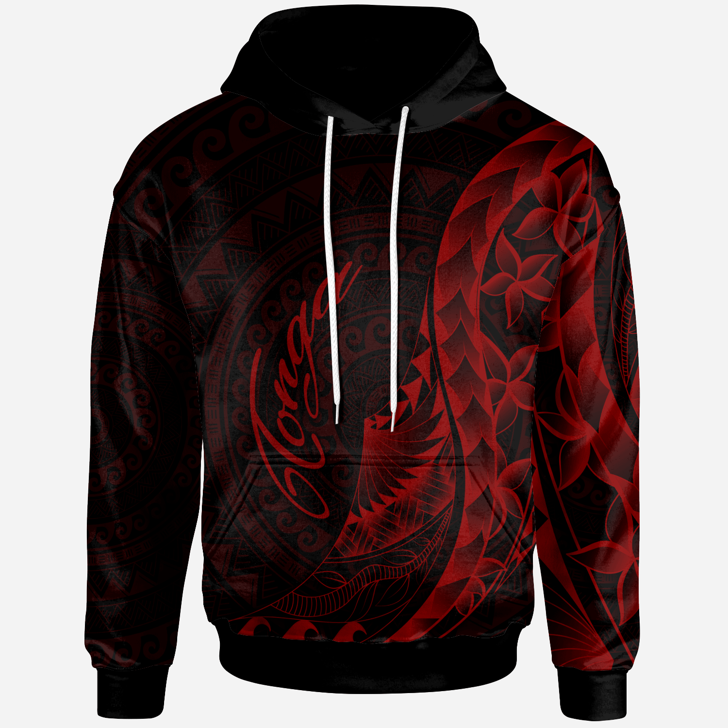 Tonga Hoodie Polynesian Pattern Style Red Color Unisex Red - Polynesian Pride