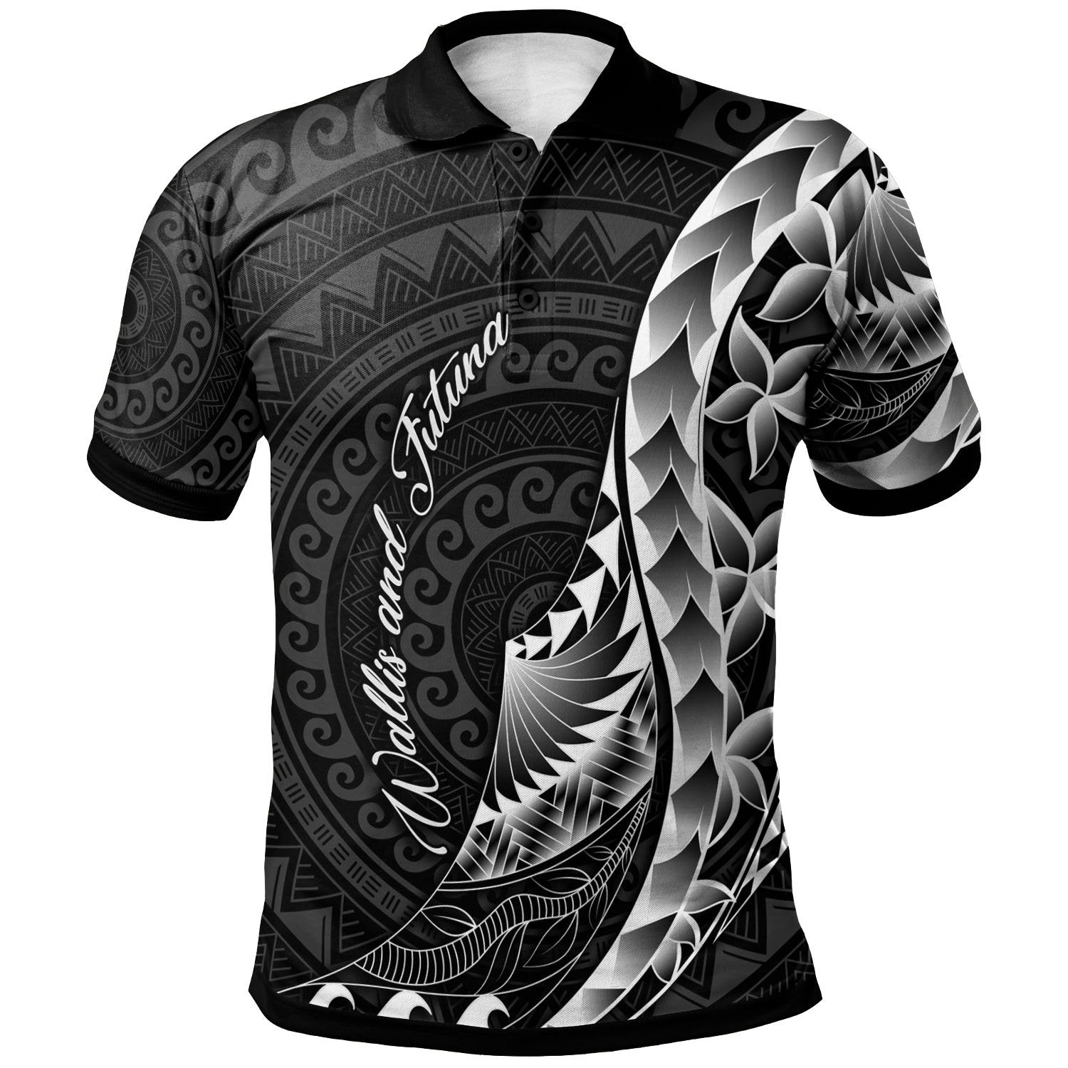 Wallis and Futuna Polo Shirt Polynesian Pattern Style Unisex Black - Polynesian Pride