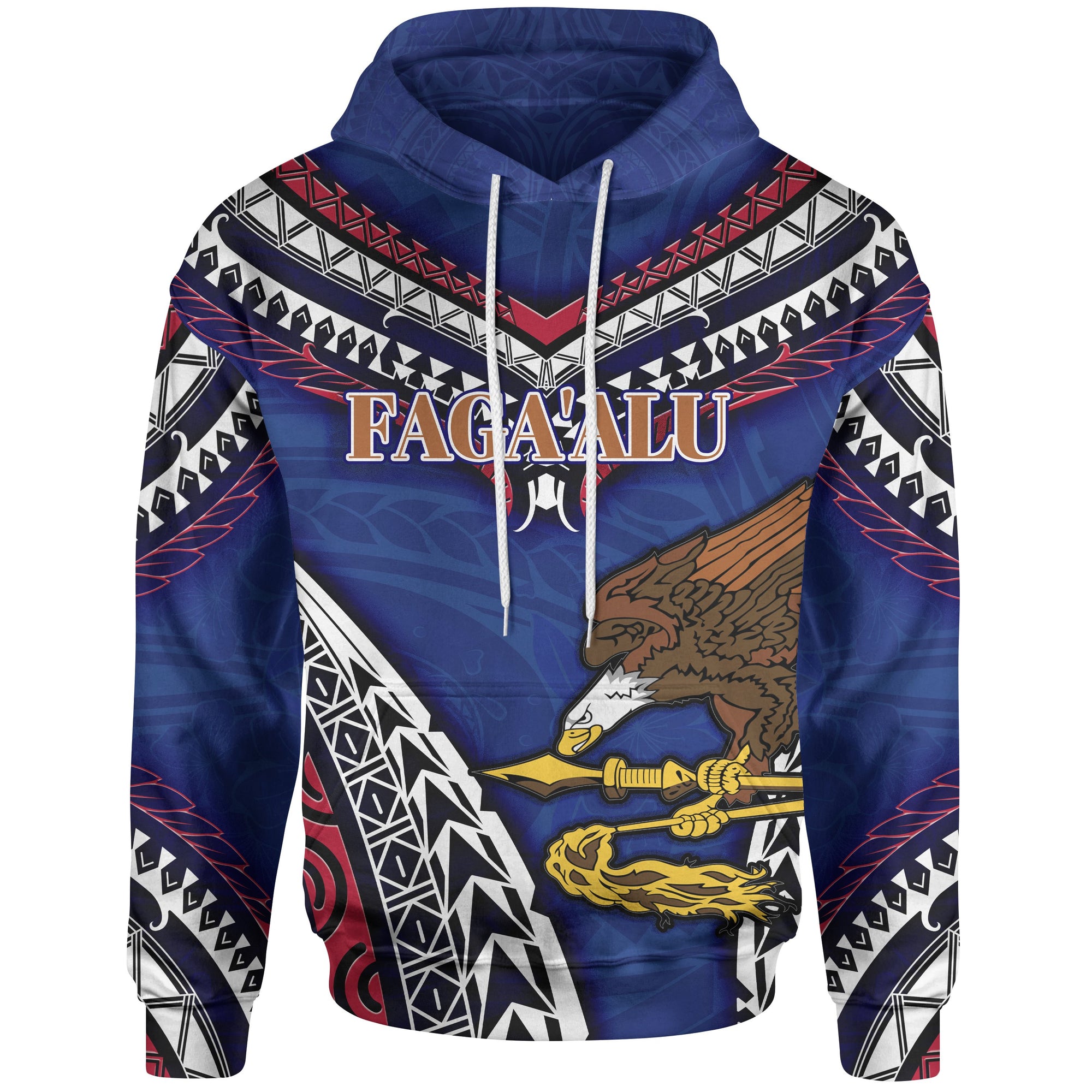 American Samoa Hoodie Fagaalu Polynesian Patterns Unisex Blue - Polynesian Pride