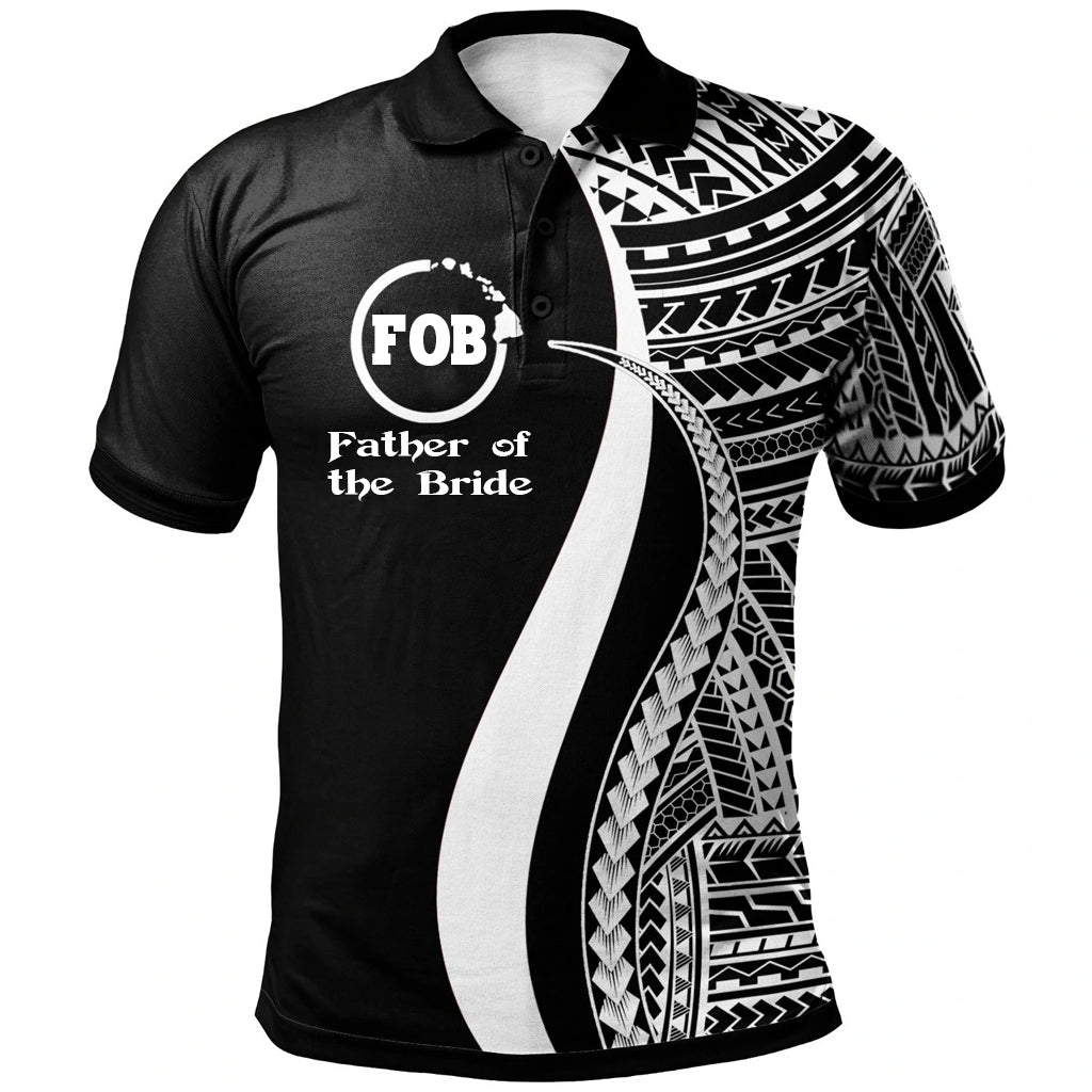 FOB Father of the Bride Polo Shirt White Polynesian Tentacle Tribal Pattern Unisex White - Polynesian Pride