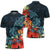 Hawaii Turtle Shark Manta Ray Hibiscus Plumeria Polo Shirt Unisex Black - Polynesian Pride