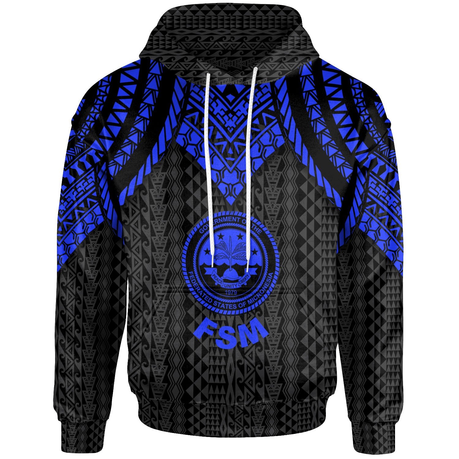 Federated States of Micronesia Hoodie Polynesian Armor Style Blue Unisex Blue - Polynesian Pride