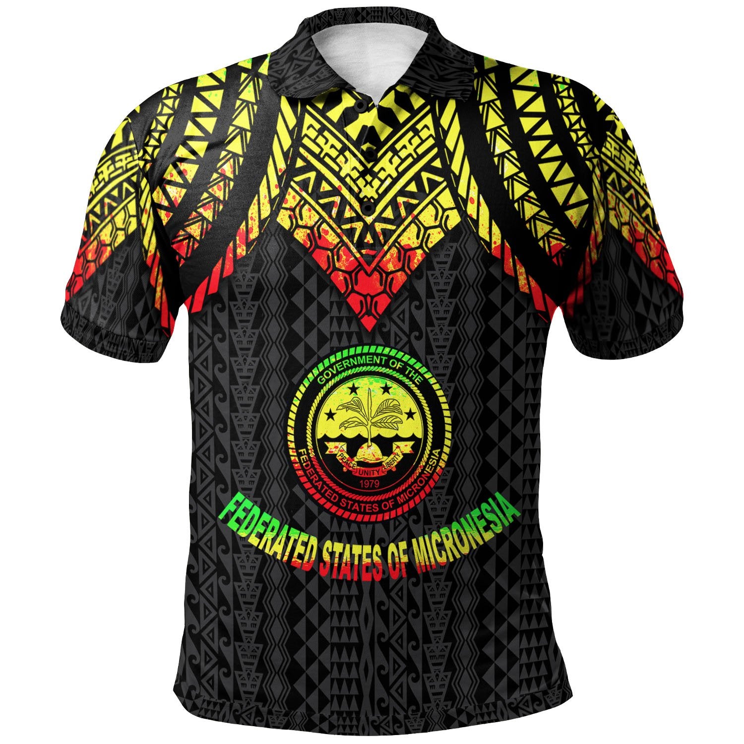 Federated States of Micronesia Polo Shirt Polynesian Armor Style Reagge Unisex Reggae - Polynesian Pride