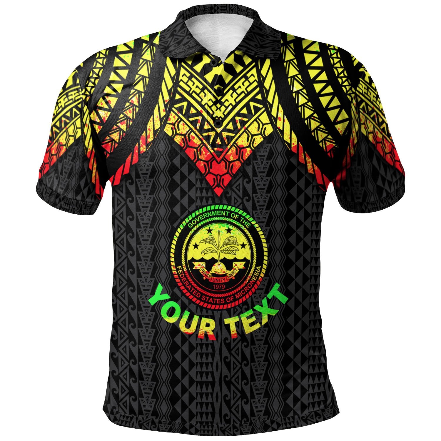 Federated States of Micronesia Custom Polo Shirt Polynesian Armor Style Reagge Unisex Reggae - Polynesian Pride