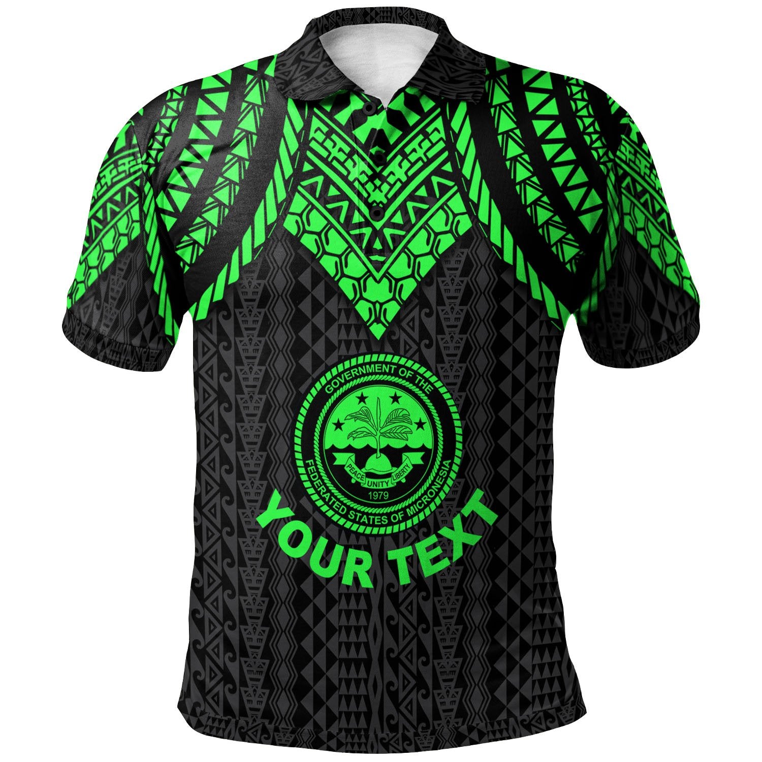 Federated States of Micronesia Custom Polo Shirt Polynesian Armor Style Green Unisex Green - Polynesian Pride