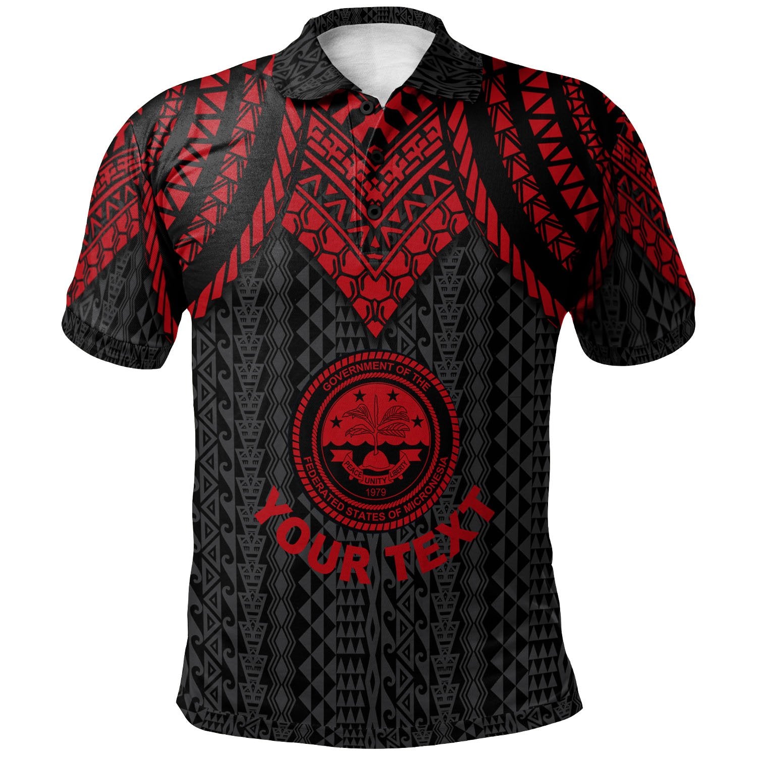 Federated States of Micronesia Custom Polo Shirt Polynesian Armor Style Red Unisex Red - Polynesian Pride