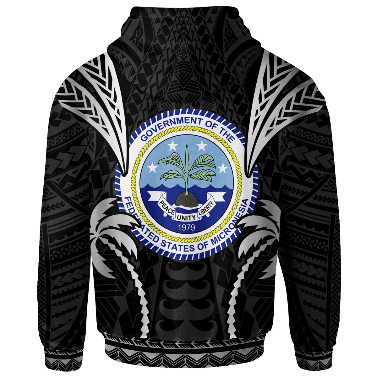 Federated States of Micronesia Zip up Hoodie Blood Runs Through My Veins Style Black - Polynesian Pride