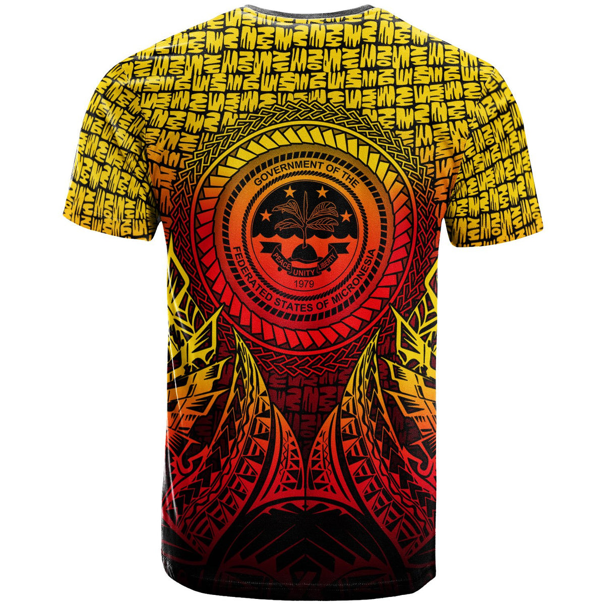 Federated States of Micronesia Pattern T Shirt Circle Pattern Yellow - Polynesian Pride