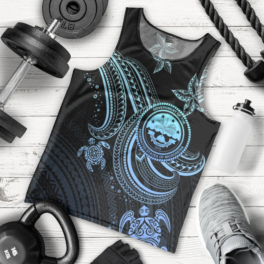 Federated States of Micronesia Custom Personalised Men's Tank Top - Blue Turtle Blue - Polynesian Pride