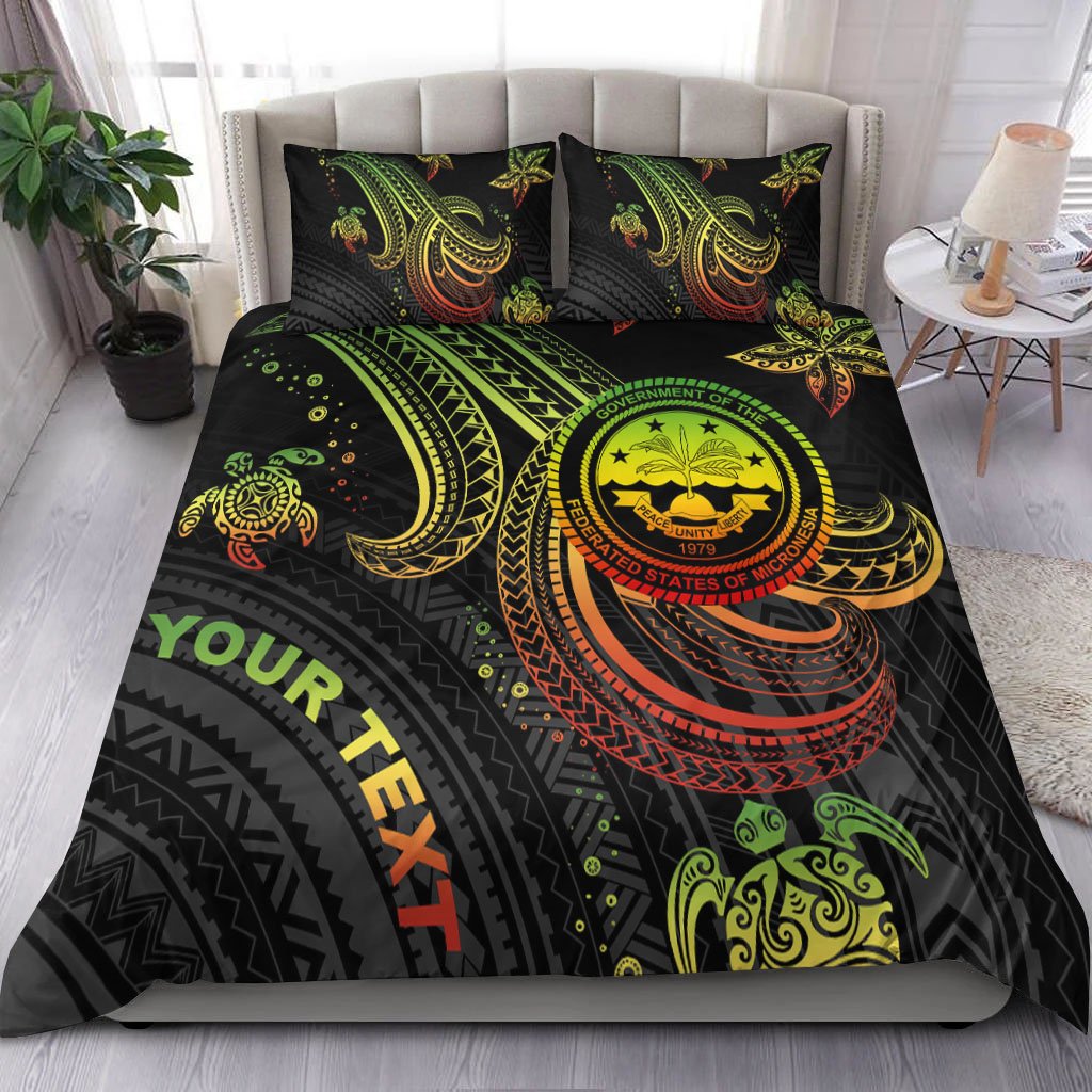 Federated States of Micronesia Custom Personalised Bedding Set - Reggae Turtle Reggae - Polynesian Pride