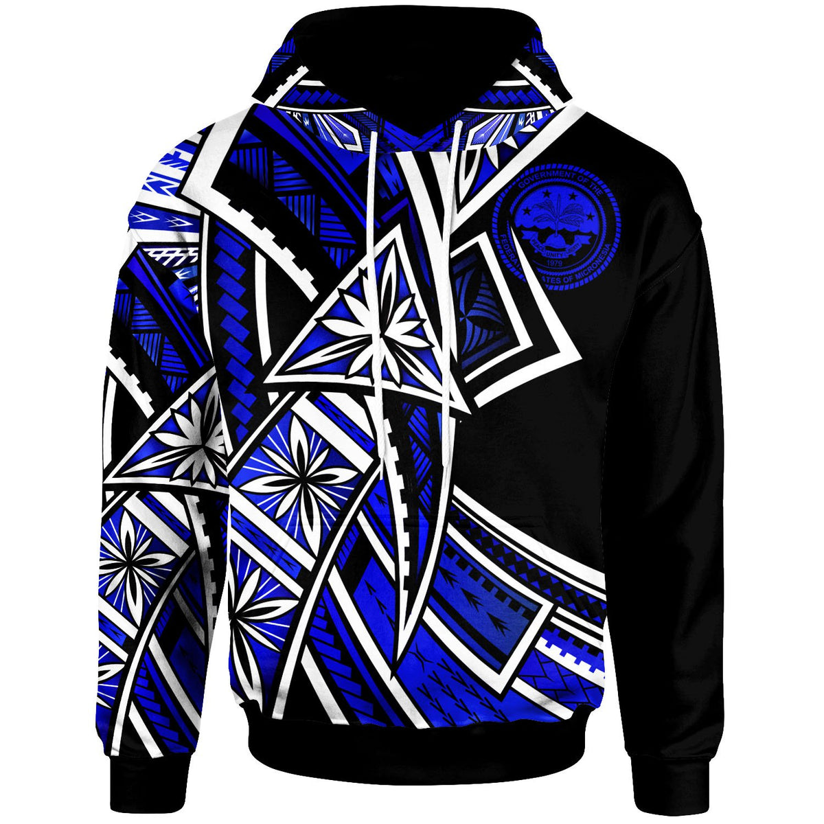 Federated States of Micronesia Hoodie Tribal Flower Special Pattern Blue Color Unisex Blue - Polynesian Pride