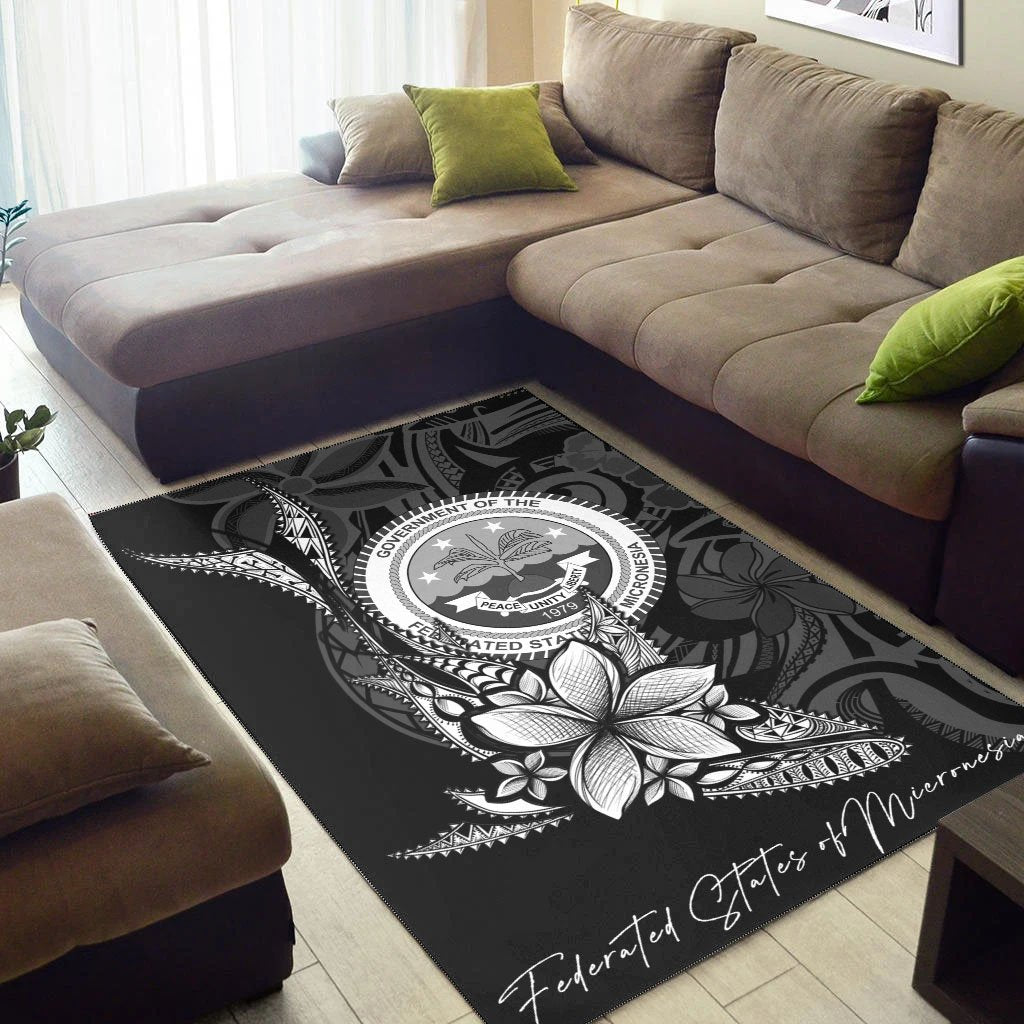 Federated States of Micronesia Area Rug - Fish With Plumeria Flowers Style - Polynesian Pride