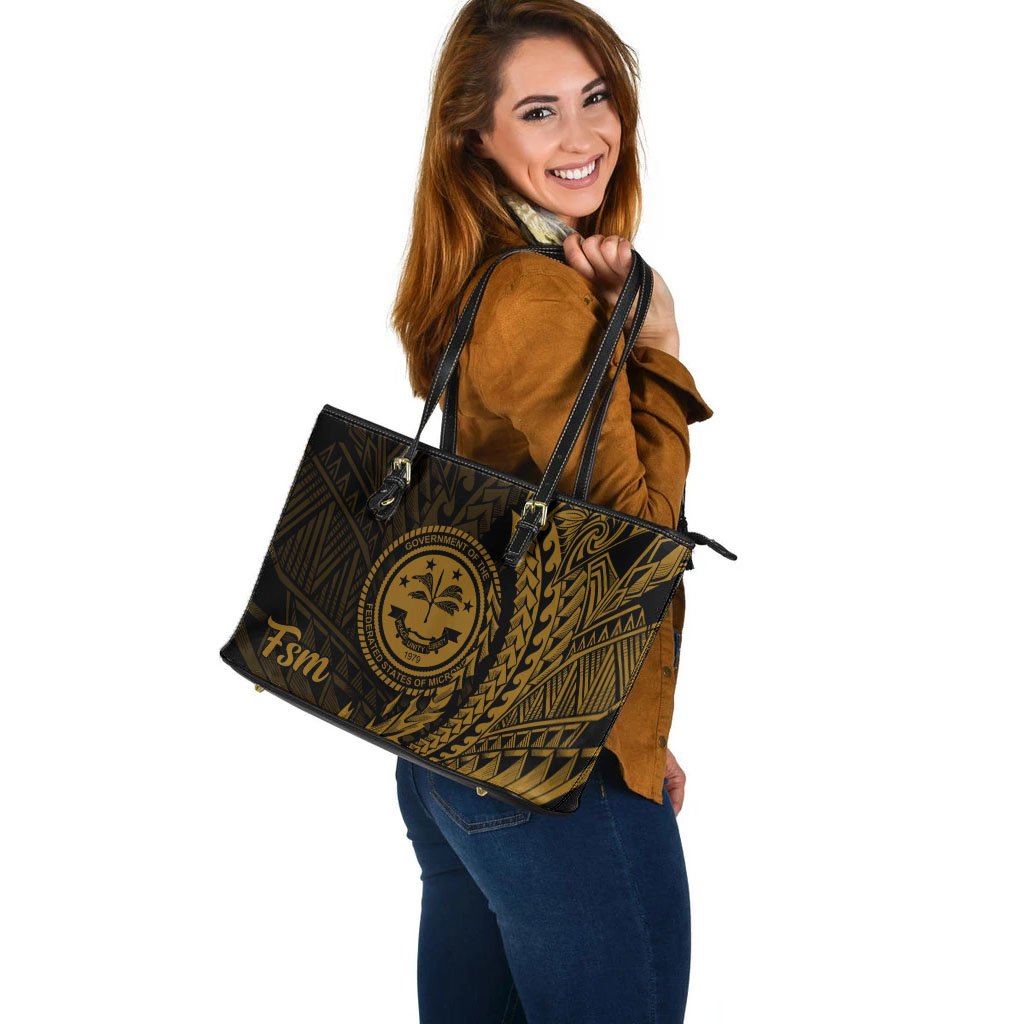 Federated States of Micronesia Leather Tote - Wings Style - Polynesian Pride