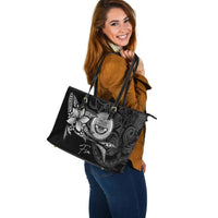 Federated States of Micronesia Leather Tote - Fish With Plumeria Flowers Style - Polynesian Pride