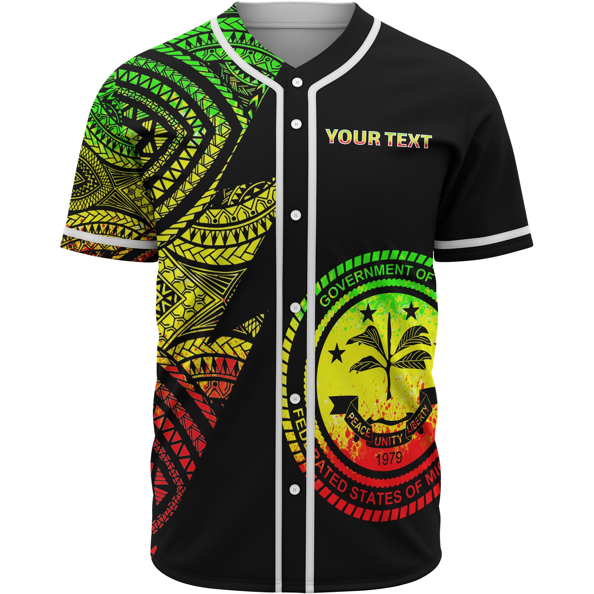 Federated States of Micronesia Custom Personalized Baseball Shirt - Flash Style Reggae Unisex Reggae - Polynesian Pride