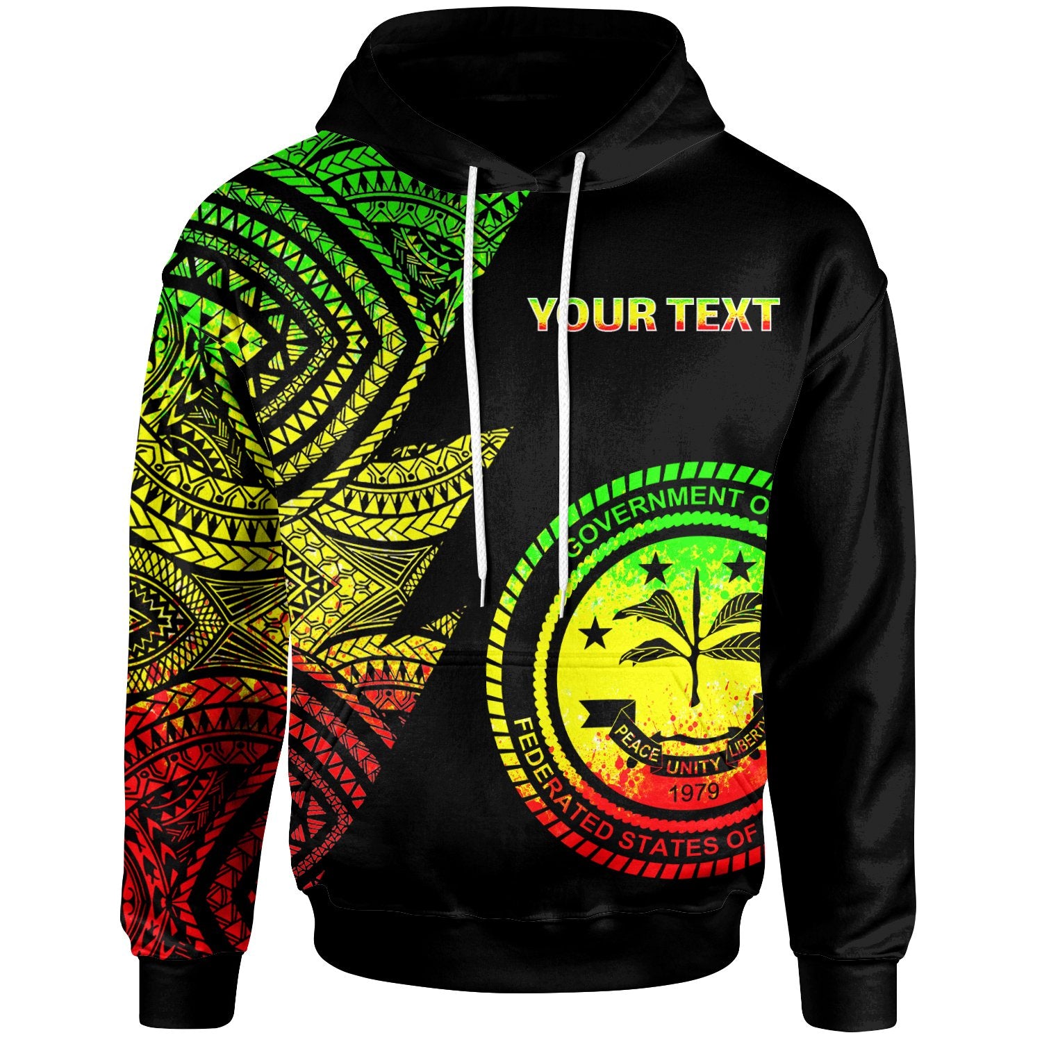 Federated States of Micronesia Custom Personalized Hoodie Flash Style Reggae Unisex Reggae - Polynesian Pride