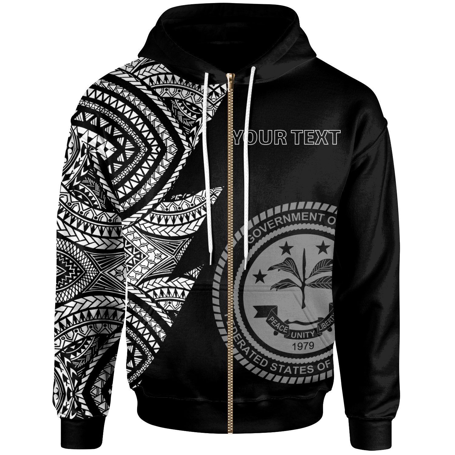 Federated States of Micronesia Custom Personalized Zip up Hoodie Flash Style White Unisex White - Polynesian Pride