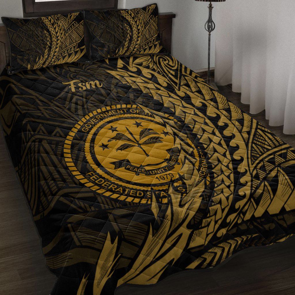 Federated States of Micronesia Quilt Bed Set - Wings Style Black - Polynesian Pride