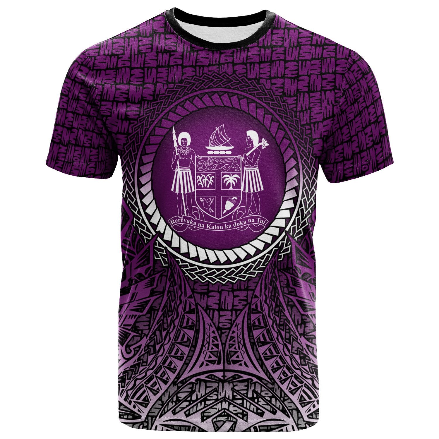 Fiji T Shirt Circle Pattern Purple Unisex Purple - Polynesian Pride