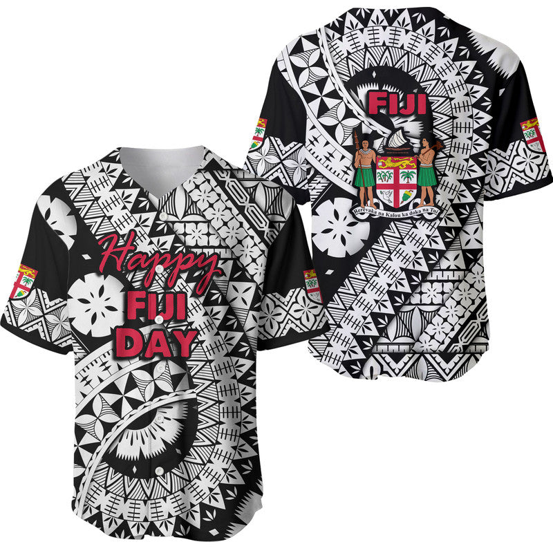 Fiji Day Baseball Jersey Masi Kesa Black Style LT9 Black - Polynesian Pride