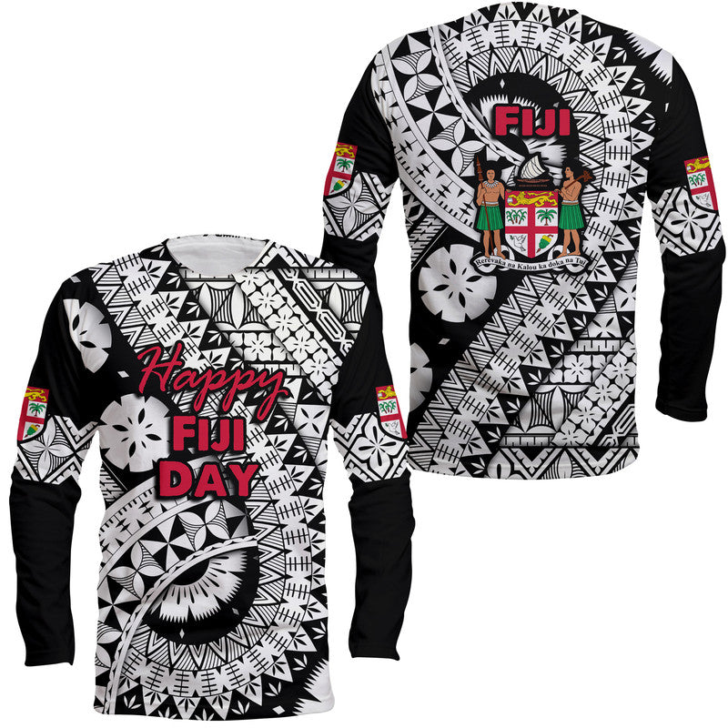 Fiji Day Long Sleeve Shirt Masi Kesa Black Style LT9 Unisex Black - Polynesian Pride