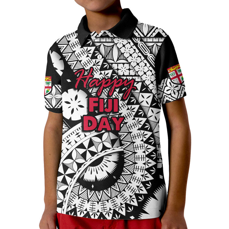 Custom Fiji Day Polo Shirt Masi Kesa Black Style LT9 - Polynesian Pride