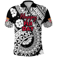 Fiji Day Polo Shirt Masi Kesa Black Style LT9 Black - Polynesian Pride