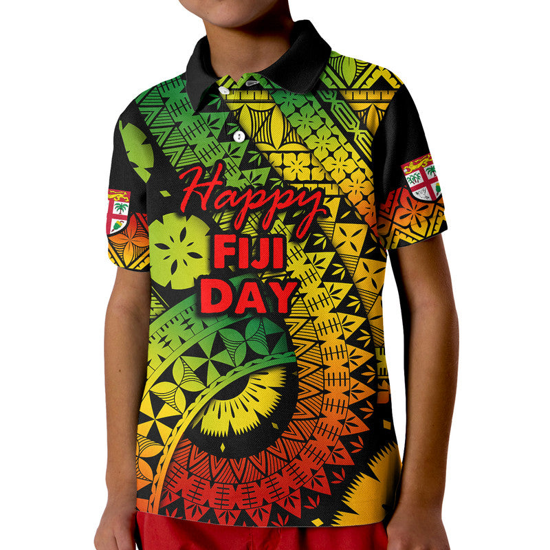 Custom Fiji Day Polo Shirt Masi Kesa Reggae Style LT9 - Polynesian Pride