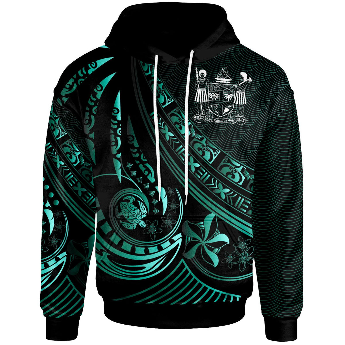 Fiji Hoodie The Flow of The Ocean Unisex Green - Polynesian Pride