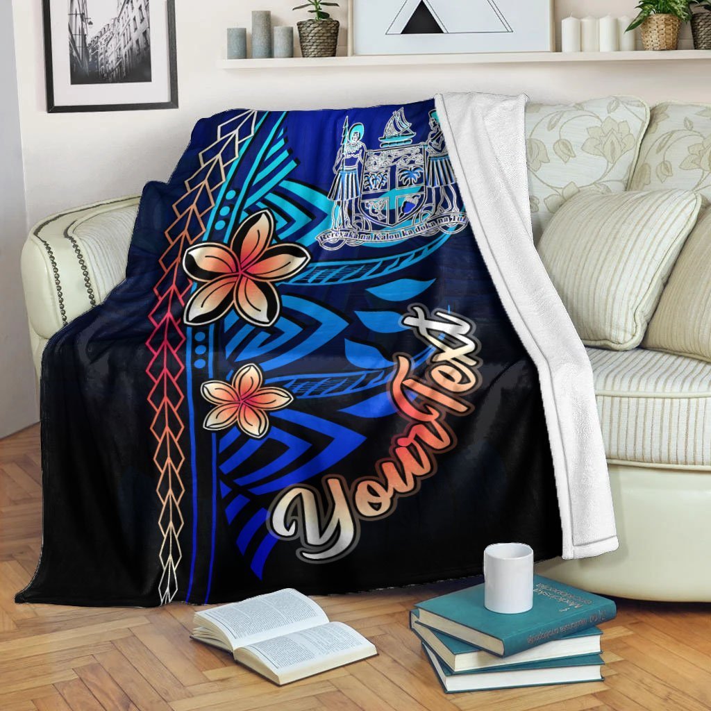 Fiji Custom Personalised Premium Blanket - Vintage Tribal Mountain Crest White - Polynesian Pride