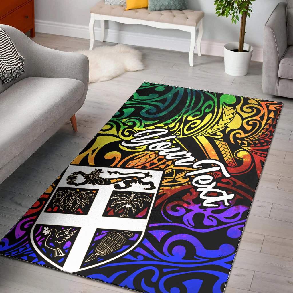 Fiji Custom Personalised Area Rug - Rainbow Polynesian Pattern Rainbow - Polynesian Pride