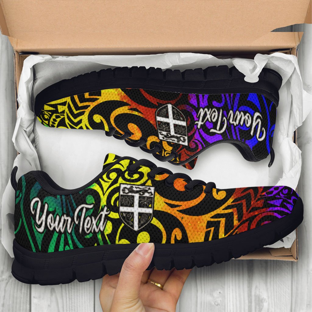 Fiji Custom Personalised Sneakers - Rainbow Polynesian Pattern - Polynesian Pride