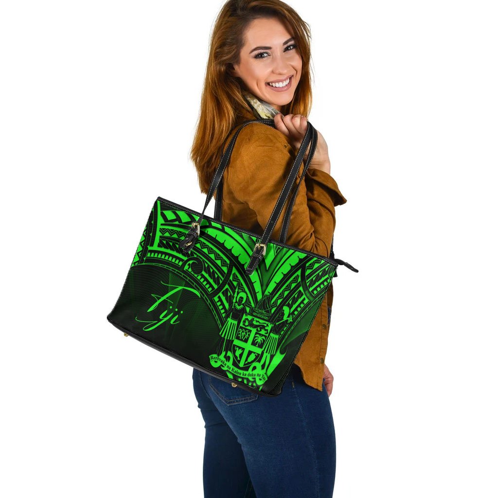Fiji Leather Tote - Green Color Cross Style - Polynesian Pride