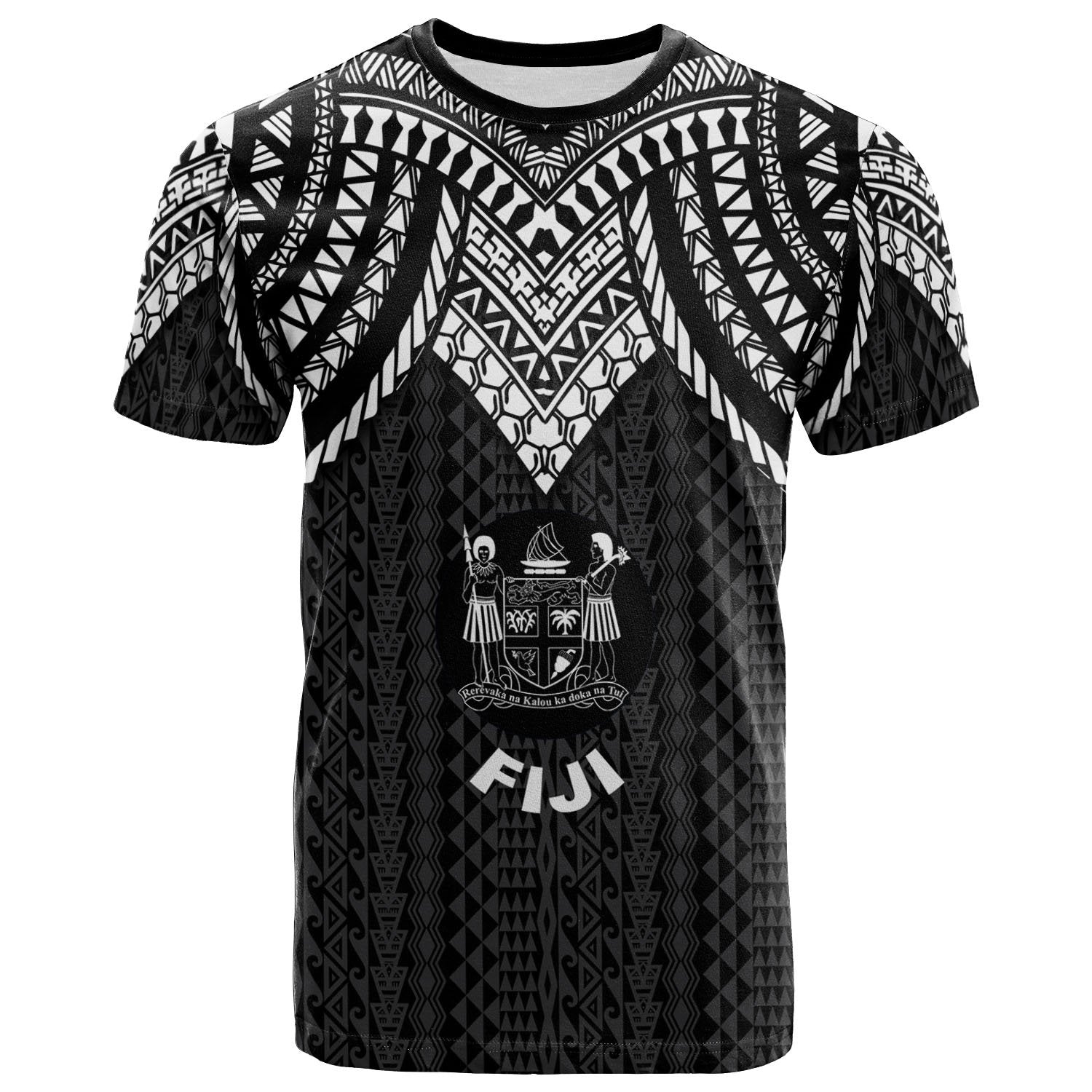 Fiji T Shirt Polynesian Armor Style Black Unisex Black - Polynesian Pride