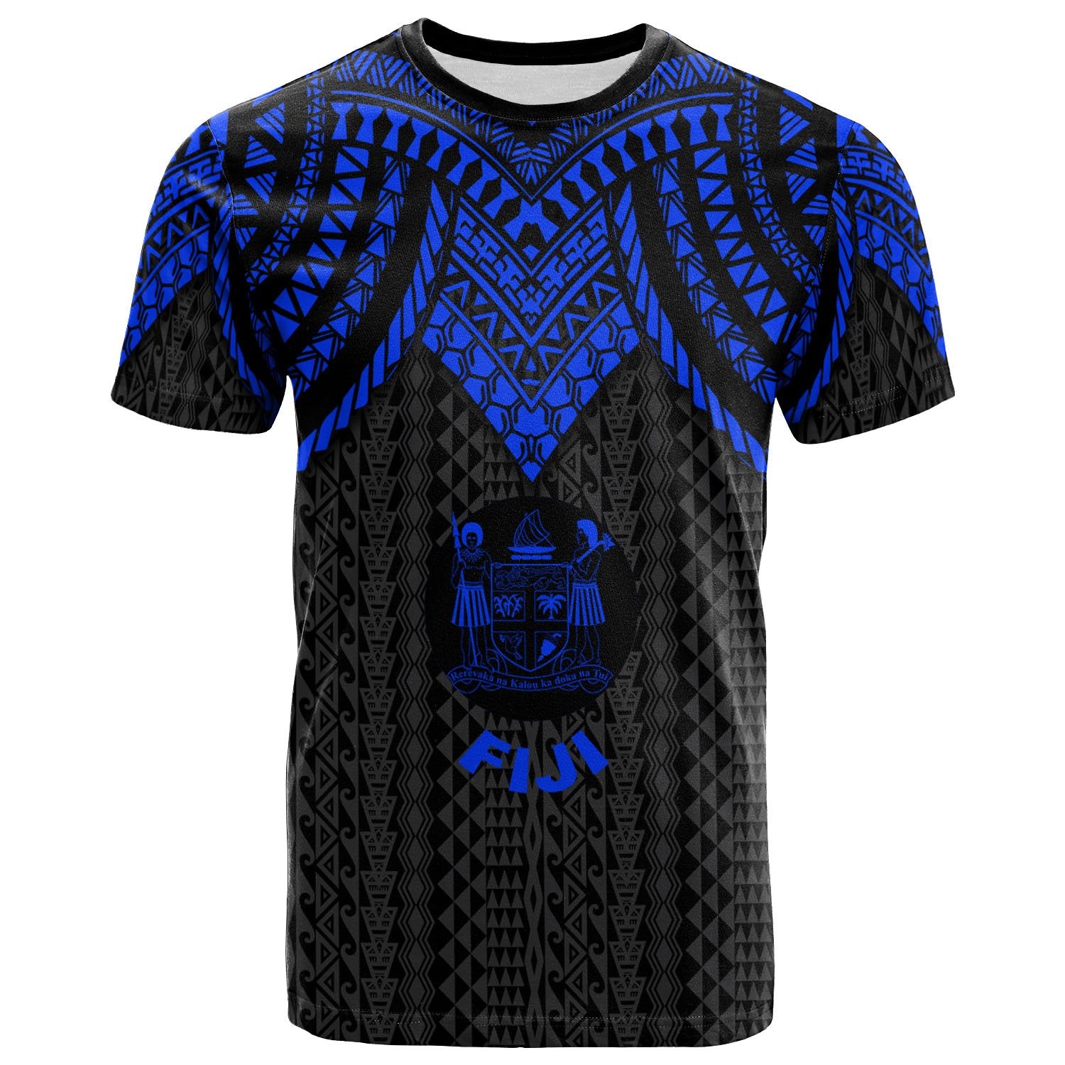 Fiji T Shirt Polynesian Armor Style Blue Unisex Blue - Polynesian Pride