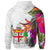 Fiji Polynesian Zip up Hoodie Hibiscus White Pattern - Polynesian Pride