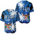 Fiji Coat Of Arms Baseball Jersey Masi Tapa Mixed Palm Tree No2 Blue Version LT9 Blue - Polynesian Pride