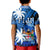 Fiji Coat Of Arms Polo Shirt Masi Tapa Mixed Palm Tree No2 Blue Version LT9 - Polynesian Pride