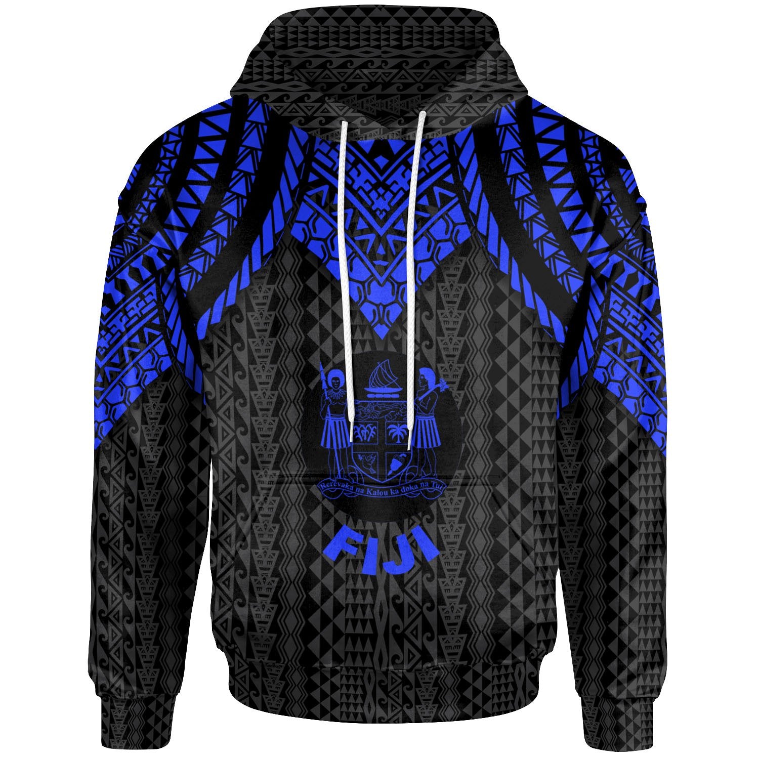 Fiji Hoodie Polynesian Armor Style Blue Unisex Blue - Polynesian Pride