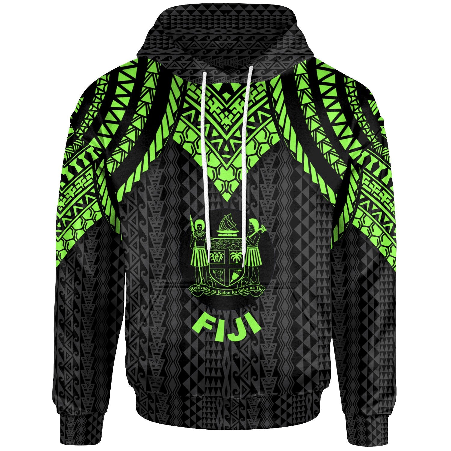 Fiji Hoodie Polynesian Armor Style Green Unisex Green - Polynesian Pride