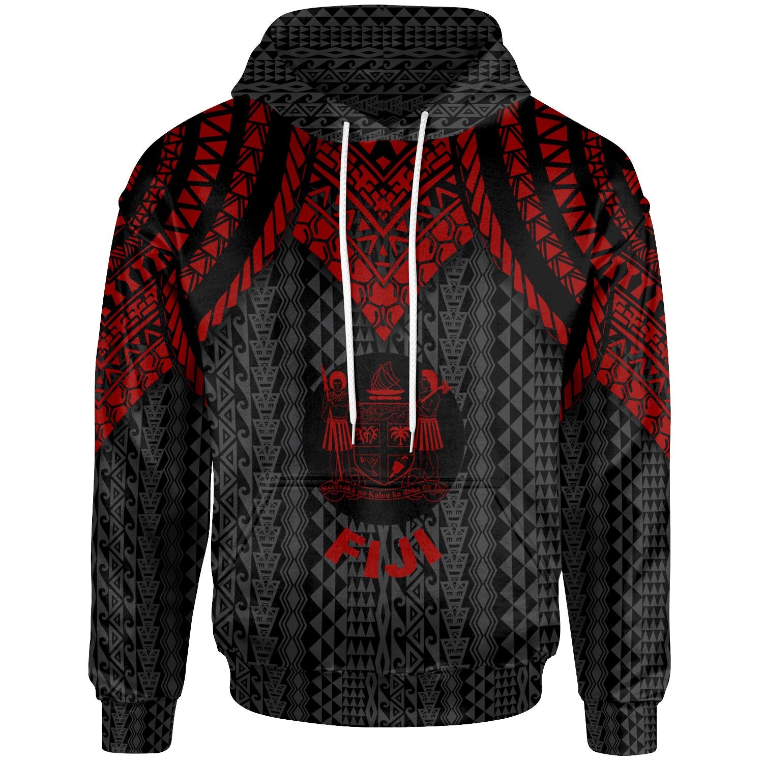 Fiji Hoodie Polynesian Armor Style Red Unisex Red - Polynesian Pride