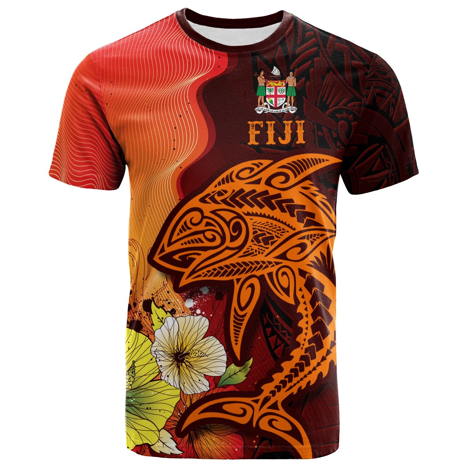 Fiji T Shirt Tribal Tuna Fish Unisex Orange - Polynesian Pride