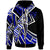 Fiji Zip Hoodie Tribal Flower Special Pattern Blue Color Unisex Blue - Polynesian Pride