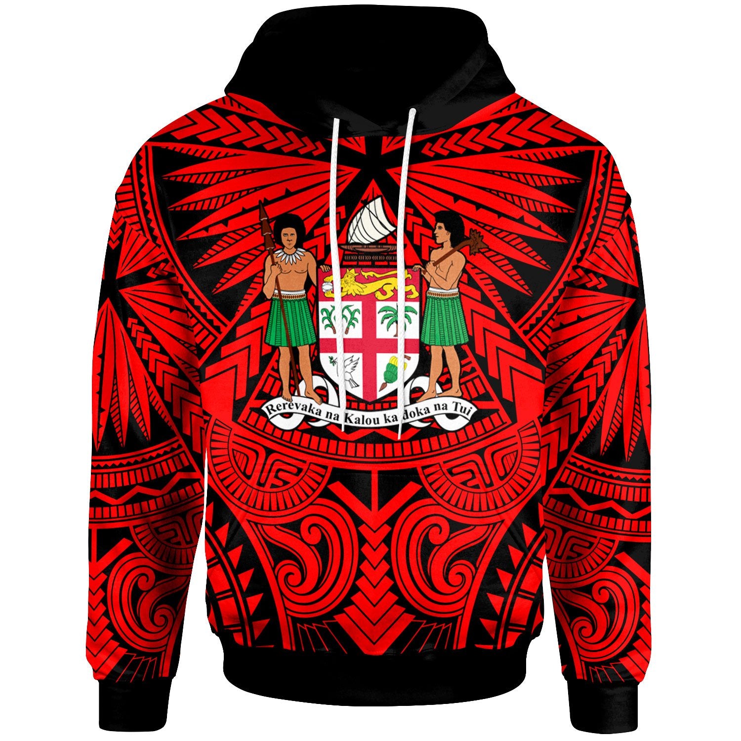 Fiji Hoodie Classic Vignette Style Unisex Red - Polynesian Pride