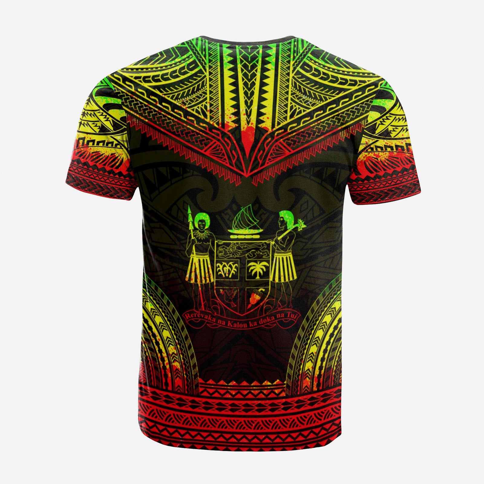 Fiji Custom T Shirt Fijian Coat of Arms Polynesian Chief Tattoo Reggae Version Unisex Reggae - Polynesian Pride